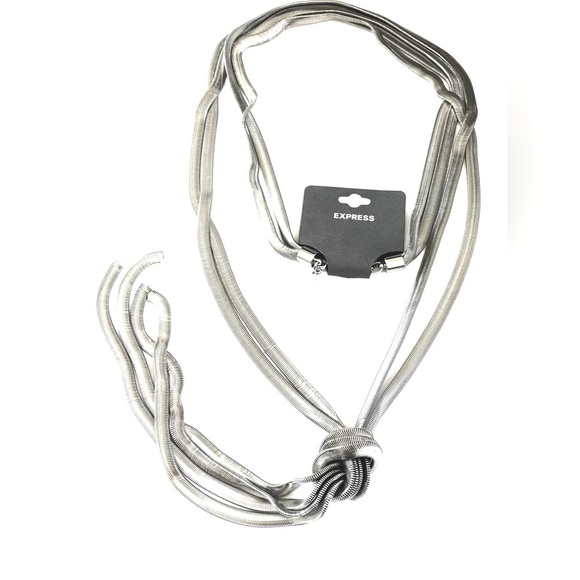 Express Jewelry - EXPRESS Silver Snake Chain Knot Lariat Tassel Necklace NWT​